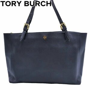 TORY BURCH Tory Burch ema-son темно-синий плечо .. большая сумка кожа "золотая" эмблема металлические принадлежности Gold 