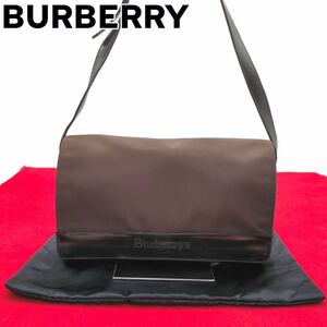 良品　Burberrys バーバリー　ナイロン　レザー　ショルダーバッグ　茶色　ブラウン　メッセンジャーバッグ　斜め掛け 