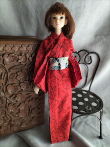 momoko для кимоно . obi ( мягкий красный . чёрный линия рисунок )
