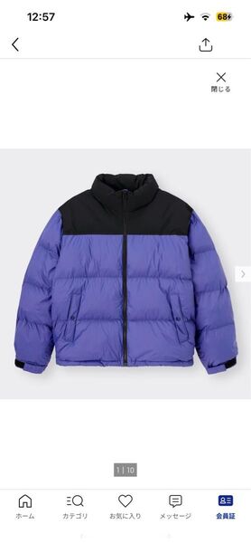 ヒートパデッドスタンドカラーブルゾン紫色Lサイズ新品未使用