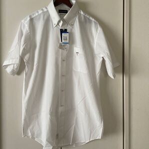 送料無料 新品 CHRISTIAN ORANI 半袖ボタンダウンシャツ サイズLL 43 白ホワイトCOOL BIZ エコテックススタンダード100 黒 送料込み