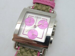 1円◆稼働◆ コーチ ピンク クオーツ レディース 腕時計 N59902