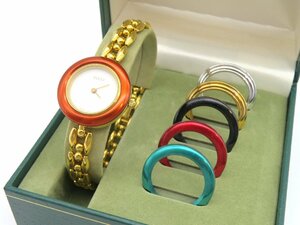 1 иен * работа * Gucci 11/12.2 перемена оправа белый кварц женские наручные часы кейс изменение оправа N65105