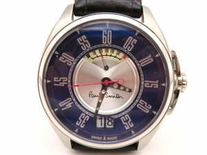 1円◆稼働◆ ポールスミス ビッグデイト シルバー クオーツ メンズ 腕時計 O792