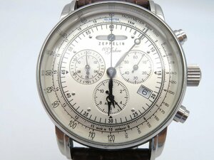 1円◆稼働◆ ツェッペリン 100周年記念シリーズ シルバー クオーツ メンズ 腕時計 O754