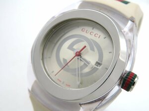 1円◆稼働◆ グッチ 137.3 シルバー クオーツ メンズ 腕時計 N69801