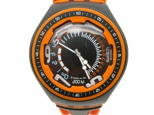 1円◆稼働◆ スウォッチ 200m ダイバー グレー クオーツ メンズ 腕時計 P479