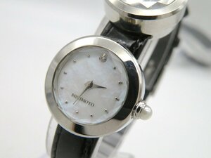 1円■ジャンク■ ミキモト ホワイト クオーツ レディース 腕時計 N68203