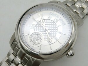 1円◆稼働◆ ロベルトカヴァリ 1G066 シルバー クオーツ メンズ 腕時計 N70604