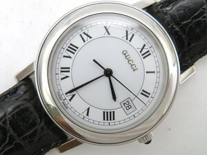 1円◆稼働◆ グッチ 7400M ホワイト クオーツ ユニセックス 腕時計 N70001