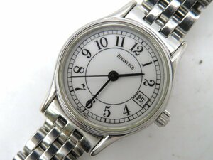 1円■ジャンク■ ティファニー ホワイト クオーツ レディース 腕時計 N68404
