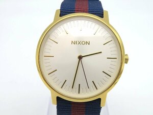 1円◆稼働◆ ニクソン THEPORTER 16J シルバー クオーツ メンズ 腕時計 O614