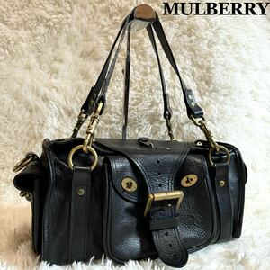 MULBERRY マルベリー ハンドバッグ ベイズウォーター ターンロック レザー ブラック 黒 ゴールド金具 2way オールレザー 本革 手持ち 牛革