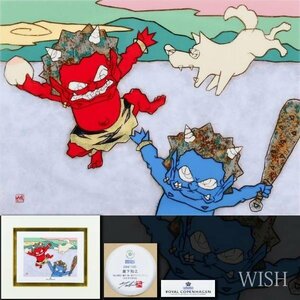 【真作】【WISH】瀧下和之「桃太郎図/番外 鬼ヶ島でワンワンワン。」陶板画 ロイヤルコペンハーゲン 直筆サイン ◆鬼人気作 #24052213