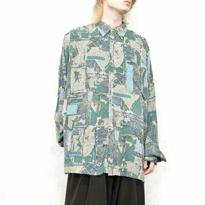 USA VINTAGE PATTERNED DESIGN RAYON SHIRT/アメリカ古着柄デザインレーヨンシャツ