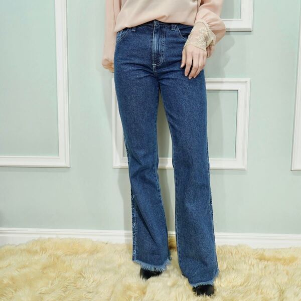 USA VINTAGE second generation BUTTERFLY EMBROIDERY DESIGN DENIM PANTS/アメリカ古着バタフライ刺繍デザインデニムパンツ