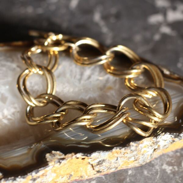 USA VINTAGE GOLD CHAIN DESIGN BRACERET/アメリカ古着ゴールドチェーンデザインブレスレット