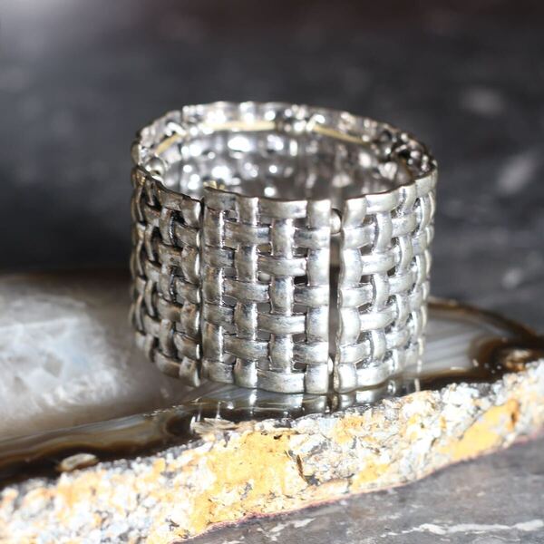 USA VINTAGE MESH DESIGN METAL BRACELET/アメリカ古着メッシュデザインメタルブレスレット