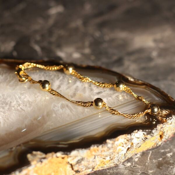 USA VINTAGE BALL DESIGN GOLD CHAIN BRACELET/アメリカ古着ボールデザインゴールドチェーンブレスレット