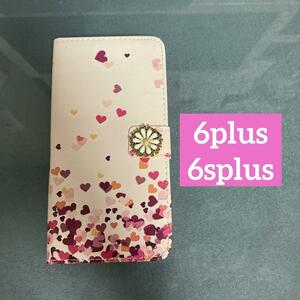 iPhone6splusケース 6plusケース 手帳型　ハート　ピンク　３D