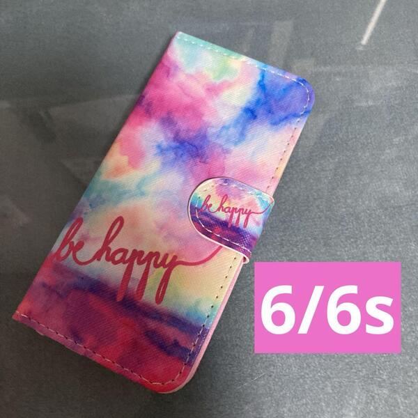 iPhone6ケース iPhone6sケース 手帳型ケース 管理美しい空A5 かわいい ピンク