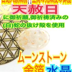 天赦日ご祈祷済み☆白蛇のお守り 白蛇の抜け殻 ムーンストーン 第7チャクラ 脱け殻 癒やし 水晶 恋愛運 結婚運 メモリーオイル 財布 20