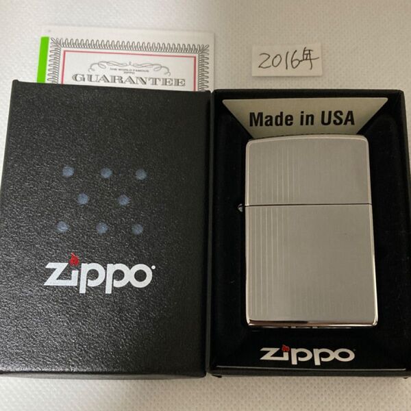 ZIPPO エンジンターン 両面縦縞 #350 ハイポリッシュクローム 未使用 極美品 箱付き 2016年製