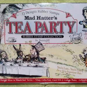 603-1 TJ DESIGNS Rubber Stamps ラバースタンプ 17個SET 不思議の国のアリス マッドハッターのお茶会 Mad Hatter's TEA PARTY ケース入り