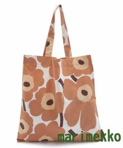 新品　marimekko マリメッコ　トートバッグ　　アプリコット　エコバッグ　 花柄 ウニッコ柄 ピエニ　オレンジ