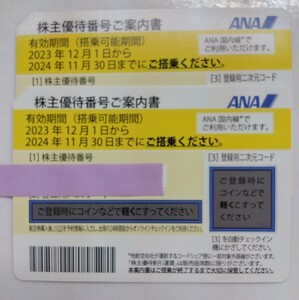 登録用パスワード通知のみ　ANA株主優待番号ご案内2枚