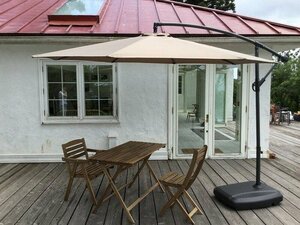  новый товар @ большой висячий зонт диаметр примерно 3m модель + специальный основа / бежевый ( зонт основа комплект сад зонт двор затенитель от солнца )