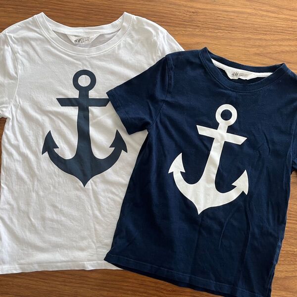 H&M Tシャツ(白122/128・紺110/116)