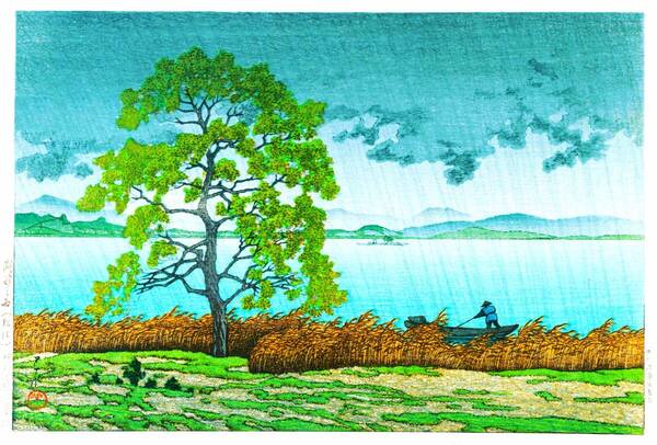 ■□川瀬巴水 5作品(No261) マット紙複製仕上 ①湖畔の雨②田沢湖漢搓宮③駒形河岸④彦根城の残雪⑤修善寺 □■