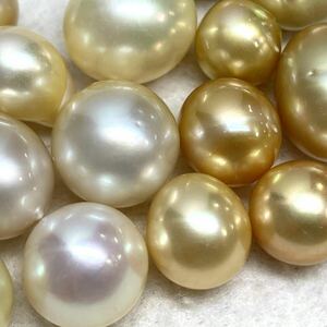 〔ゴールデンパール19点おまとめ〕J 50g/250ct 約10.0-19.5mm珠 pearl パール 南洋白蝶 本真珠 ジュエリー jewelry 裸石 宝石 golden pearl