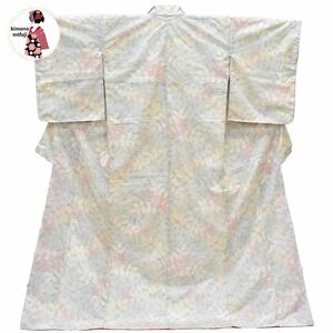 1 иен Ooshima эпонж натуральный шелк белый Ooshima длина 168cm цветок документ sama нагружать . кимоно включение в покупку возможно [kimonomtfuji] 3nfuji44518