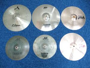 【お買い得品 練習用】PAISTE/Zildjian/SABIAN シンバル6枚セット PST5/ PST7/A MEDIUM THIN CRASH/XSR FAST CRASH/AA MEDIUM HATS