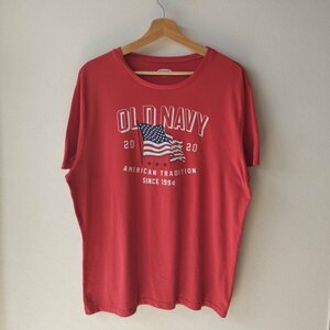 OLDNAVY　オールドネイビー　ロゴTシャツ　半袖　USA アメリカ　星条旗　プリント　イラスト　レッド　赤　L　古着　仕入れ　卸　