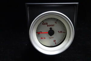 パネル付き　52Φ ブースト計（正圧計）白/赤　2km/cm　　