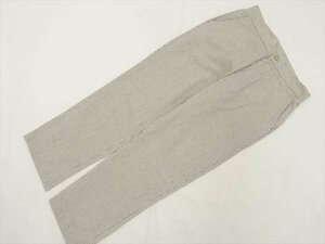 美品 ザラベーシック ZARA BASIC ノータックワイドパンツ USA：06 アイボリー×ブラック ストライプ柄