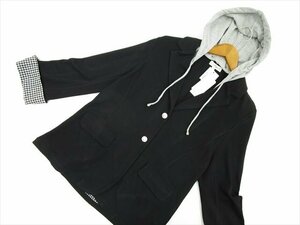 大きいサイズ 新品タグ付 Happy walk 長袖 フード付きジャケット 4L ブラック×グレー