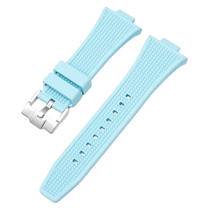 MAKUMINORS 互換品 Tissot PRX シリーズ 用 ラバーベルト 腕時計 カジュアル ライトブルー