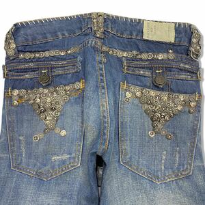 Special 00's JAPANESE LABEL Flare denim pants with metal button archive goa ifsixwasnine kmrii share spirit lgb 14th addiction