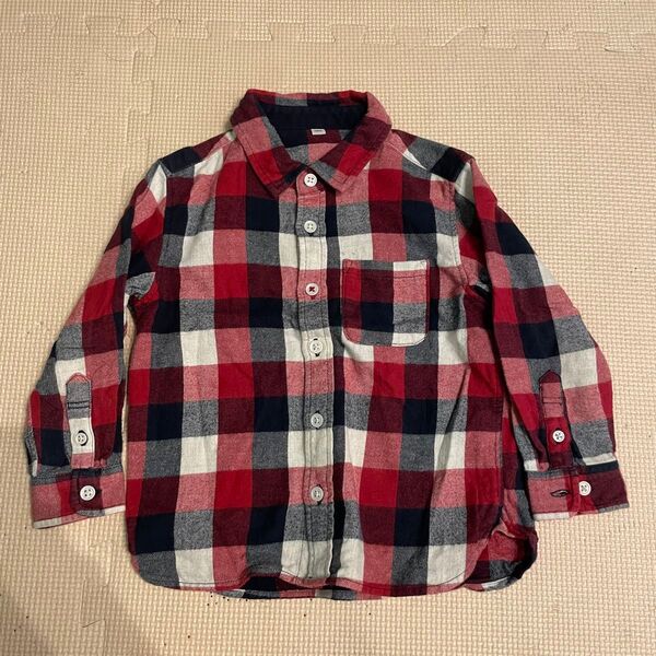 無印 MUJI KIDS キッズ 子供 レッド ネルシャツ サイズ 100cm