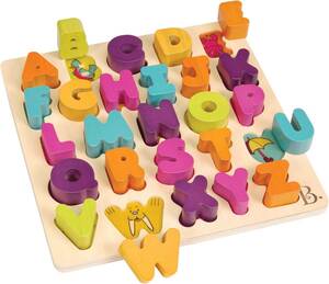 B. toys 木製アルファベットパズル 型合わせパズル ブロック26ピース 木のおもちゃ 1歳半~ 正規品
