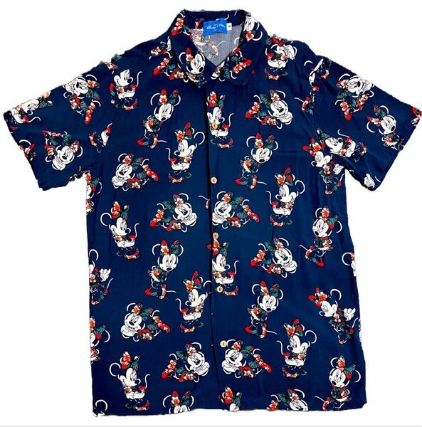 ディズニーリゾート ミニー アロハシャツ M 青