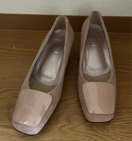 パンプス Fitfit チャンキーヒール パンプス くすみカラー スモーキーピンク 小さい 小さいサイズ ベージュ