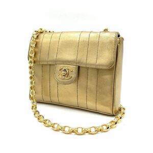 1円 良品 CHANEL シャネル ミニ マドモアゼル ビジュー ターンロック ココマーク ラムスキン チェーン ショルダー バッグ dD0167H