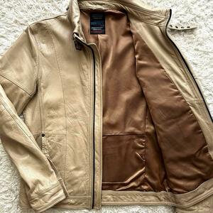  mountain sheep leather *L size *ni cork Rav for men leather jacket Rider's NICOLE CLUB FOR MENgo-to leather original leather double Zip beige 