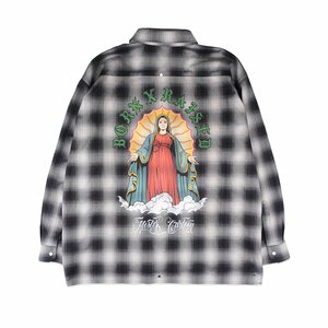 MISTER CARTOON BORN RAISED GUADALUPE SHIRT BLACK GREY XL ミスターカートゥーン ボーンアンドレイズド グアダルーペ チェック シャツ 黒