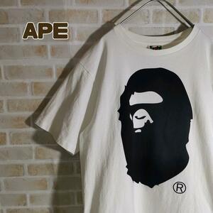 APE エイプ Tシャツ 半袖 白 黒 ビッグ ロゴ